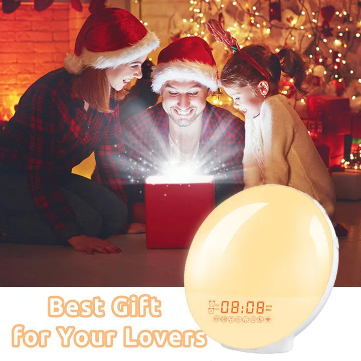 Lisslune | LumiRise | Alarm clock with sunrise light | Color change & FM radio | Calendar & time display