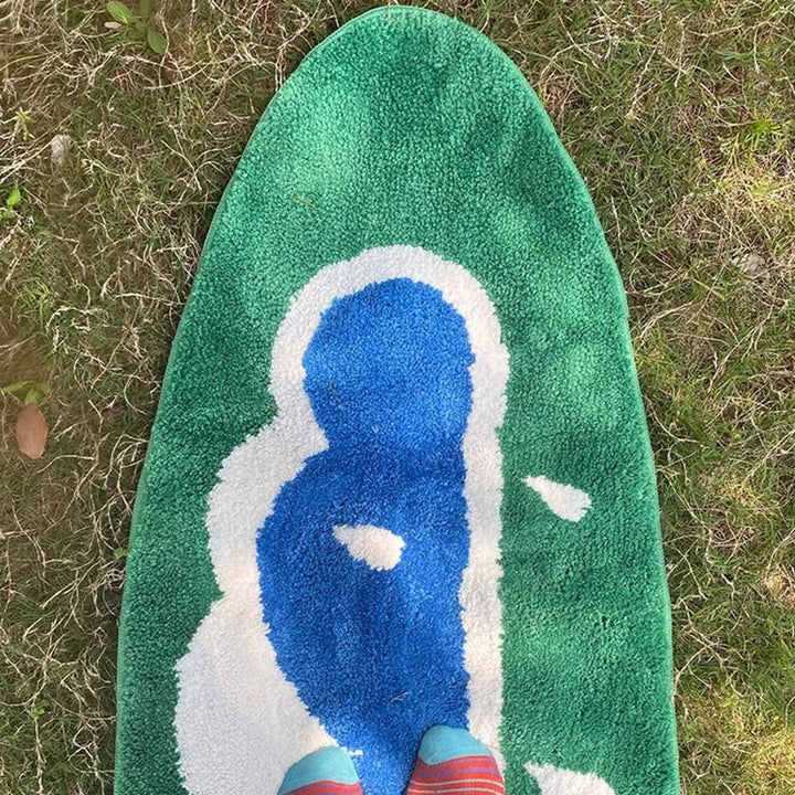 Rynx | Long Tufting Green Cloud Bedroom Rug Soft Fluffy Bed Mat Rug Area Floor Order Pad Doormat Aesthetic Home Children's Room Decor