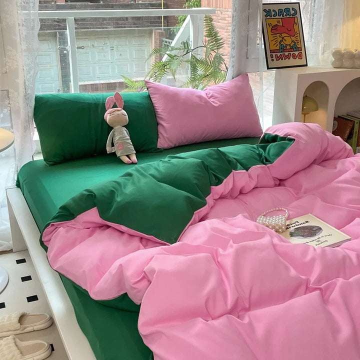 Rynx | Mashup color-grown cotton bedding set with pillowcase bed sheet single full bedding orange duvet cover queen/king double bed
