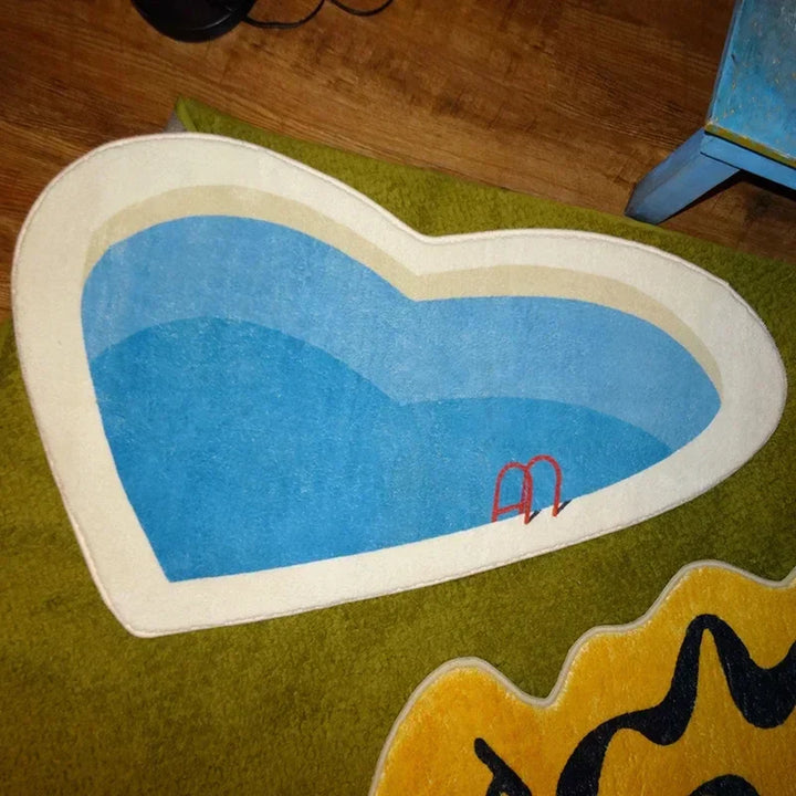 Rynx Cartoon Love Shape Soft Plush Floor Mat for Kids, Bedroom Rugs, Children's Room Decoration, Bedroom Carpet, House Carpet, Pool