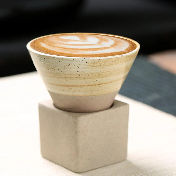 Lisslune | Japanese coffee cup with saucer, 1 piece, retro ceramic tea cup, mug, latte, espresso, pull0, flower cappuccino, new ceramic cup, 100 ml/3.5 oz