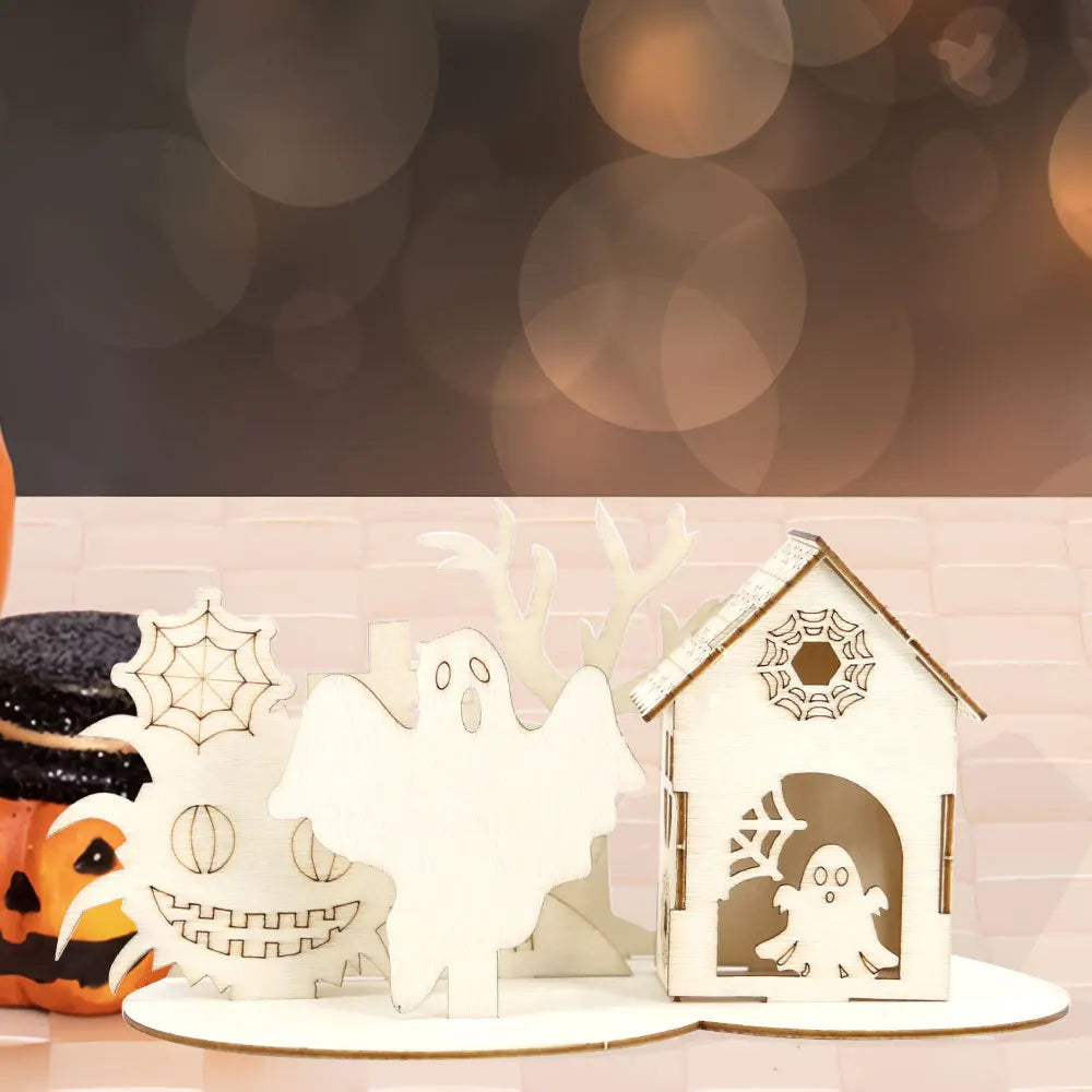 Rynx | Halloween Decoration, Wood Puzzle Ornaments, Halloween Home Decor, Castle Haunted House DIY Table Decoration