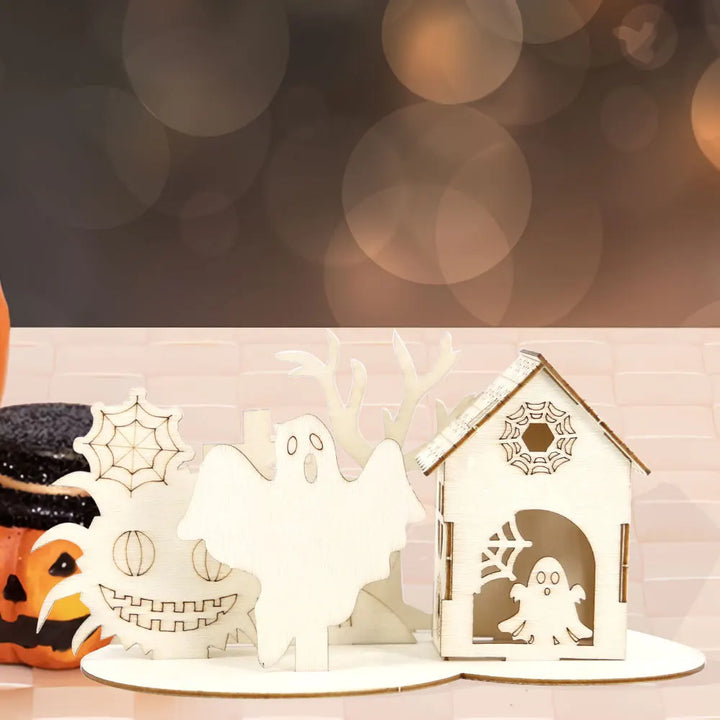 Rynx | Halloween Decoration, Wood Puzzle Ornaments, Halloween Home Decor, Castle Haunted House DIY Table Decoration