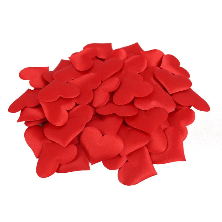 Rynx 100pcs 35mm Romantic Sponge Satin Fabric Heart Petals Wedding Confetti Table Bed Heart Petals Wedding Valentine's Day Decoration