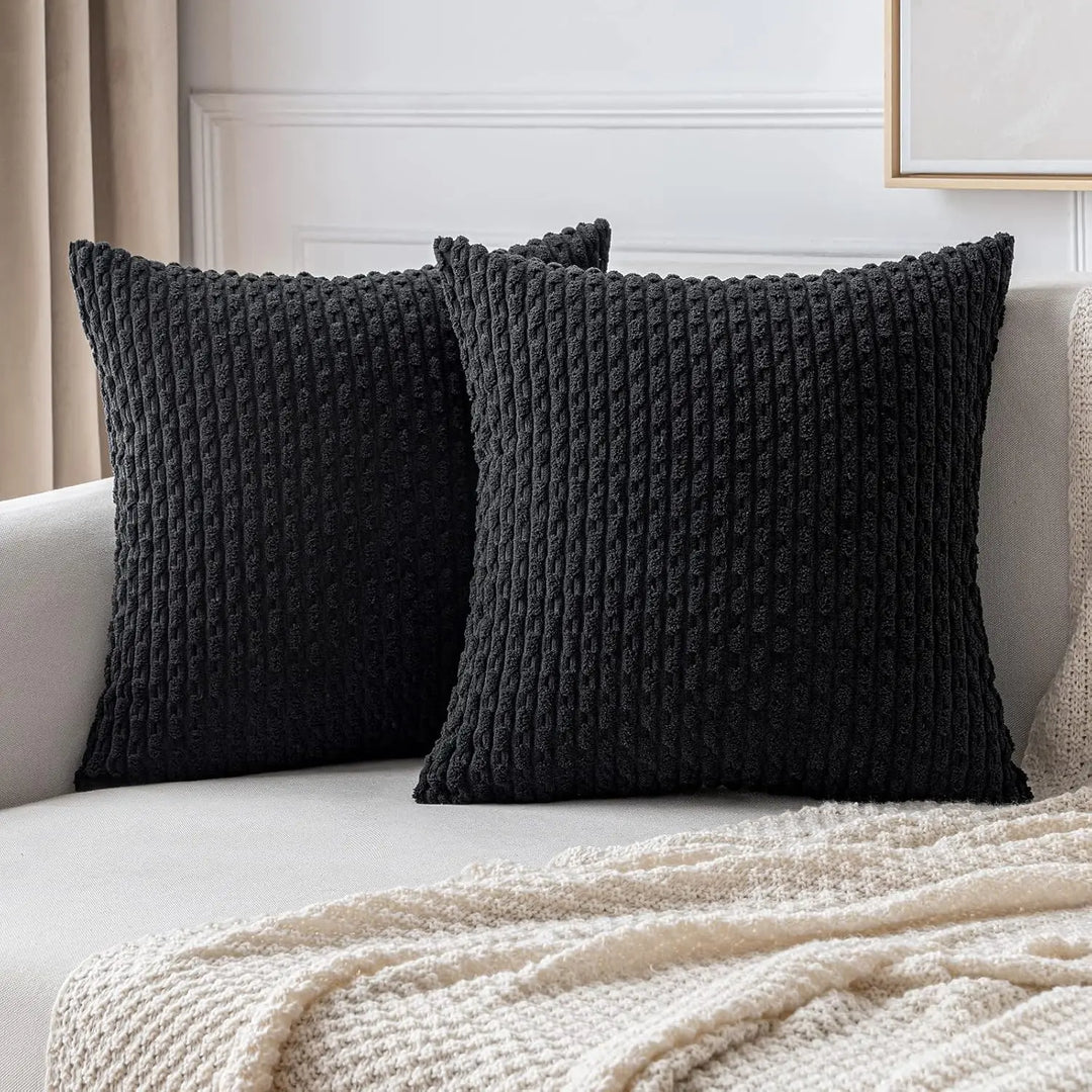 Lisslune | Boho Ribbed Corduroy Cushion Cover – Stylish Striped Decorative Pillowcase for Sofa or Bed