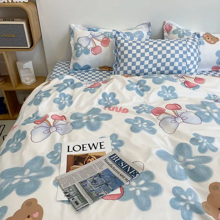 Rynx | Orange Bedding Set Girls Boys Bedding Sheet Plaid Duvet Cover No Filling 240x220 Single Double Queen King Bedding