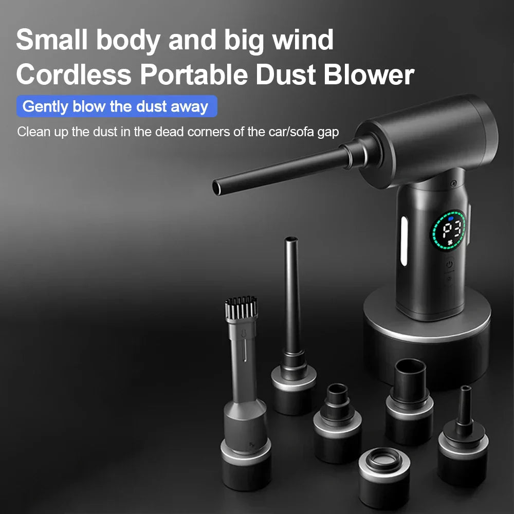 Lisslune | 2-in-1 Portable Vacuum Cleaner & Blower | 7500mAh Battery, LED Light & Versatile for Home, Car & Office Cleaning