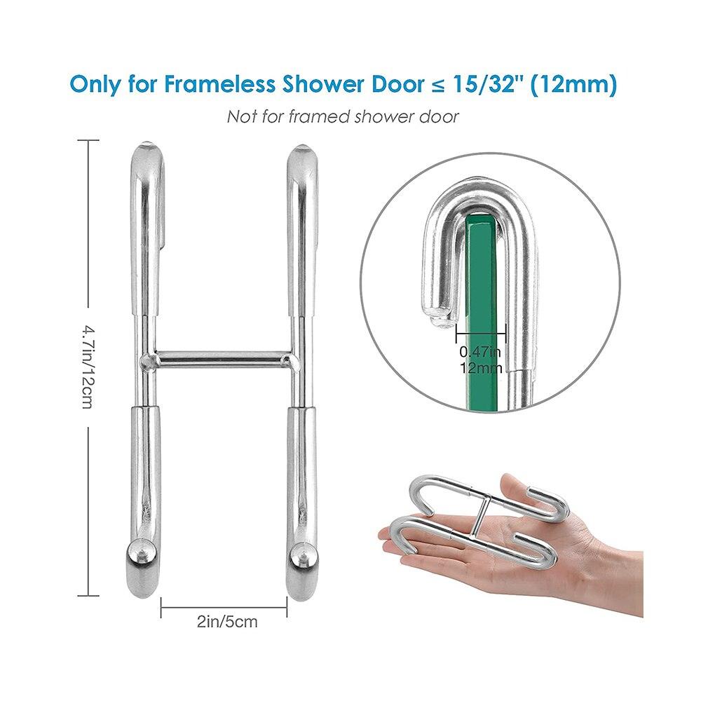 Lisslune | Stylish shower glass door hooks made of stainless steel with soft silicone grips - Pack of 2