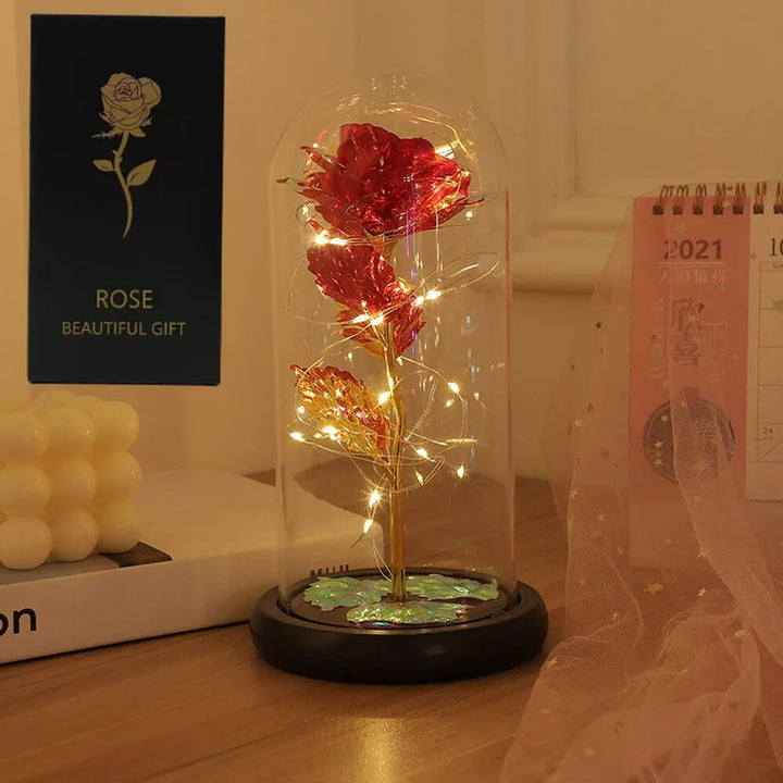 Rynx | 1pc Hot LED Enchanted Galaxy Rose Eternal Beauty Rose With Fairy Lights in Glass Dome for Valentine's Day Wedding Party Mother's Day