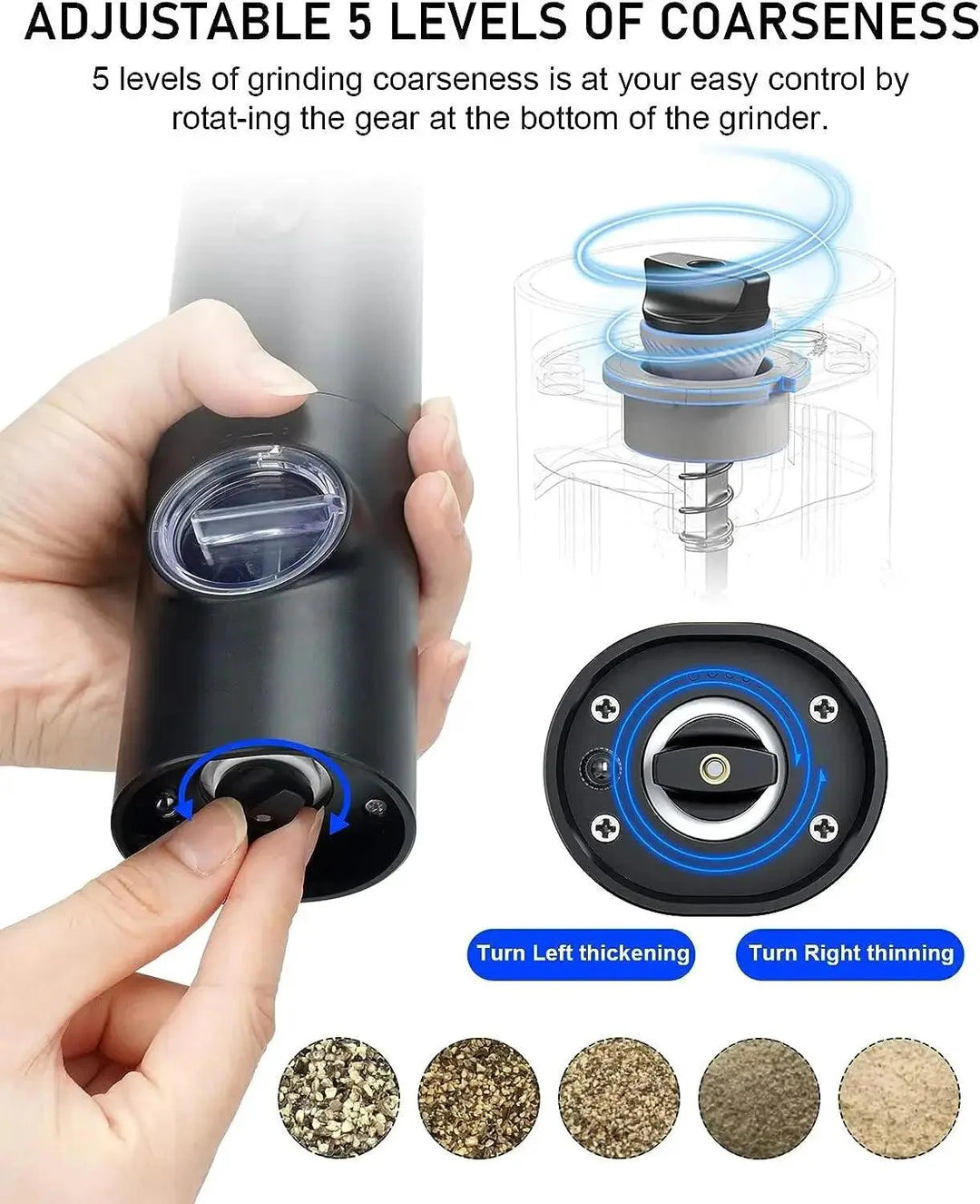 Lisslune | Eco-Friendly Automatic Electric Salt and Pepper Mill Set - Rechargeable Battery Operated Mills