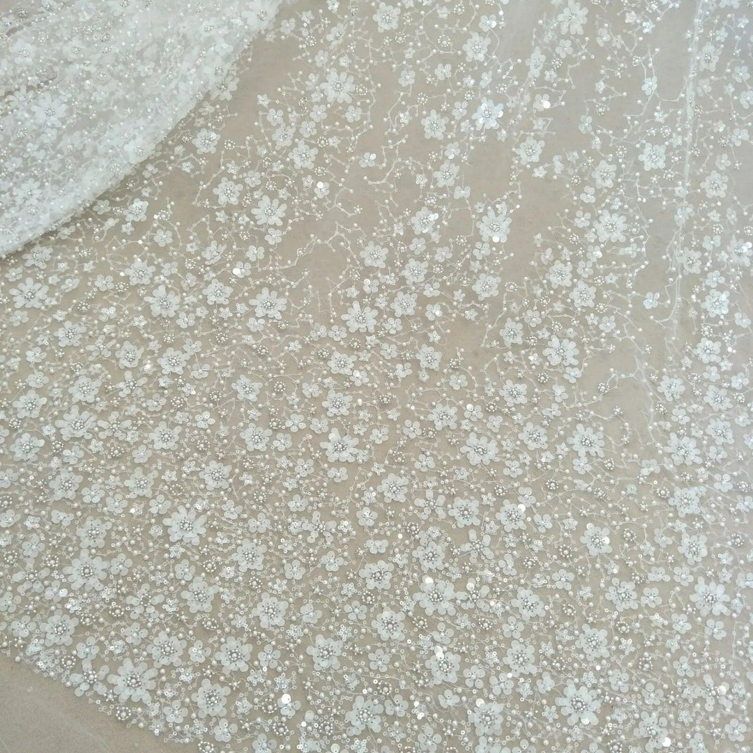 Lisslune | Exquisite Hot Beaded Lace for Bridal Fashion - 51 inches wide, sold by the yard