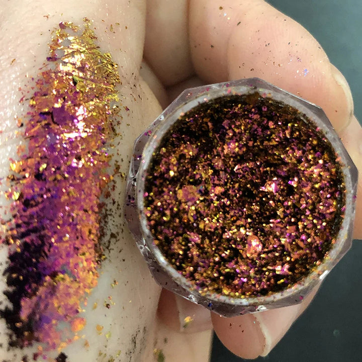Rynx | 1 Glass Chameleon Nail Flakes Irregular Aluminum Foil UV Gel Polish Nail Sequins Paillettes Manicure Art Decoration Glitter Powder