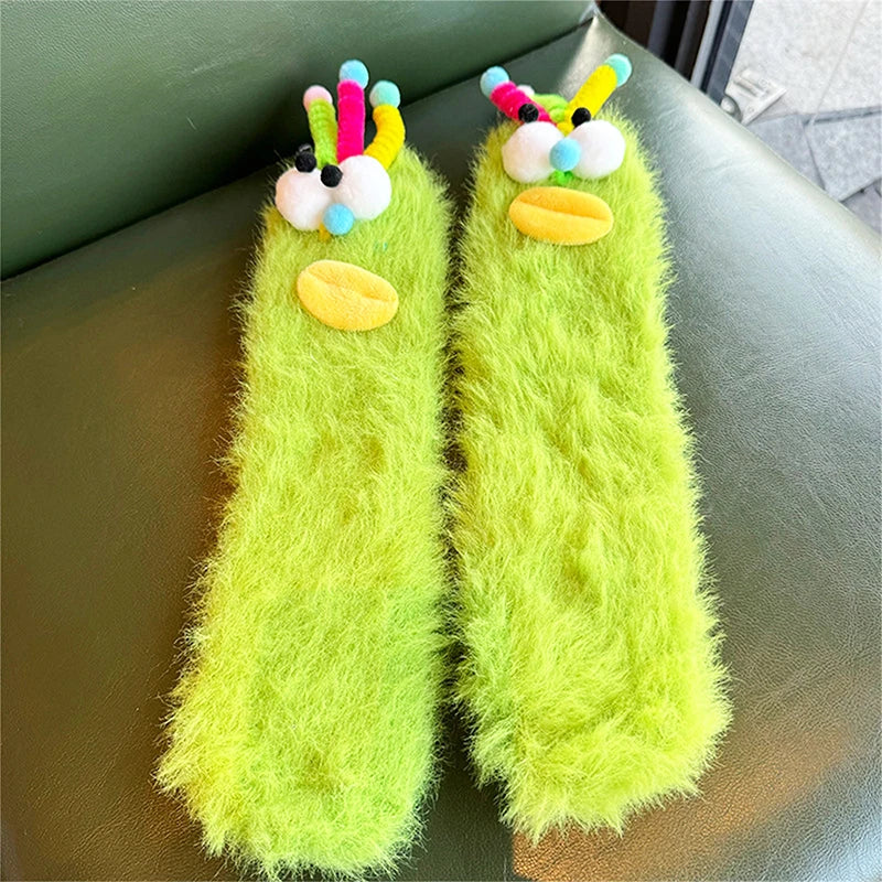 Lisslune | Fluffy Cartoon Women's Socks with Face