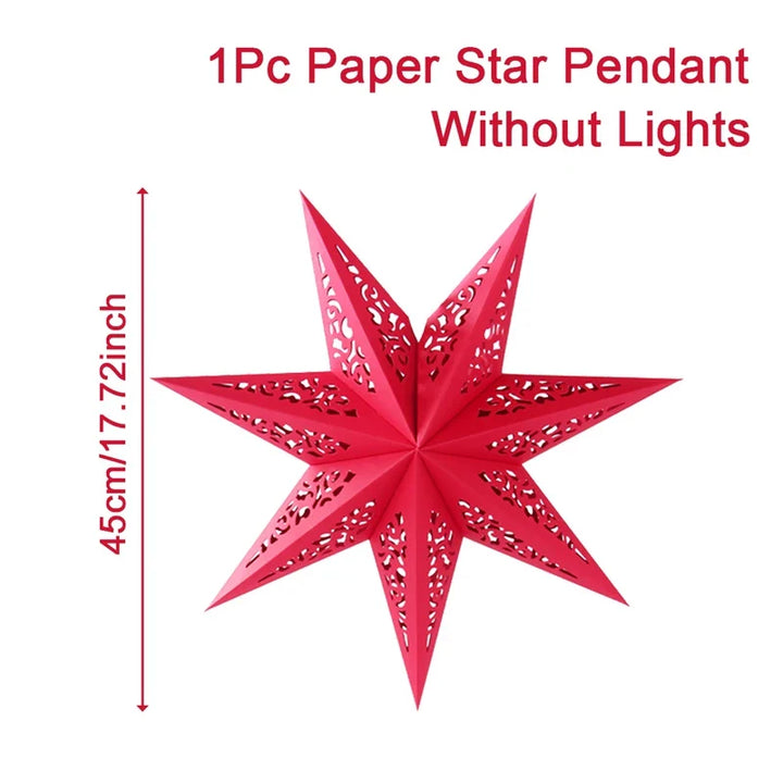 Rynx Hollow Star Hanging Pendant Ramadan Decoration 2024 for Home Navidad Natal Noël Gifts Christmas Ornaments New Year 2025