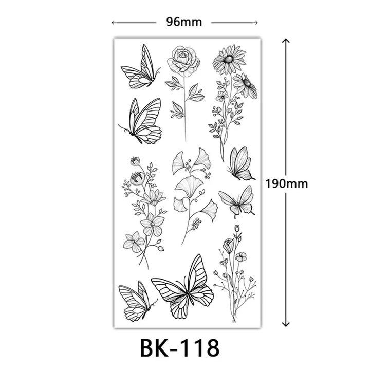 Rynx | 1PCS Sketch Flower Tattoo Sticker Black Datura Arm Legs Tattoo Temporary Waterproof Durable Sexy Tattoo Stickers For Women Body