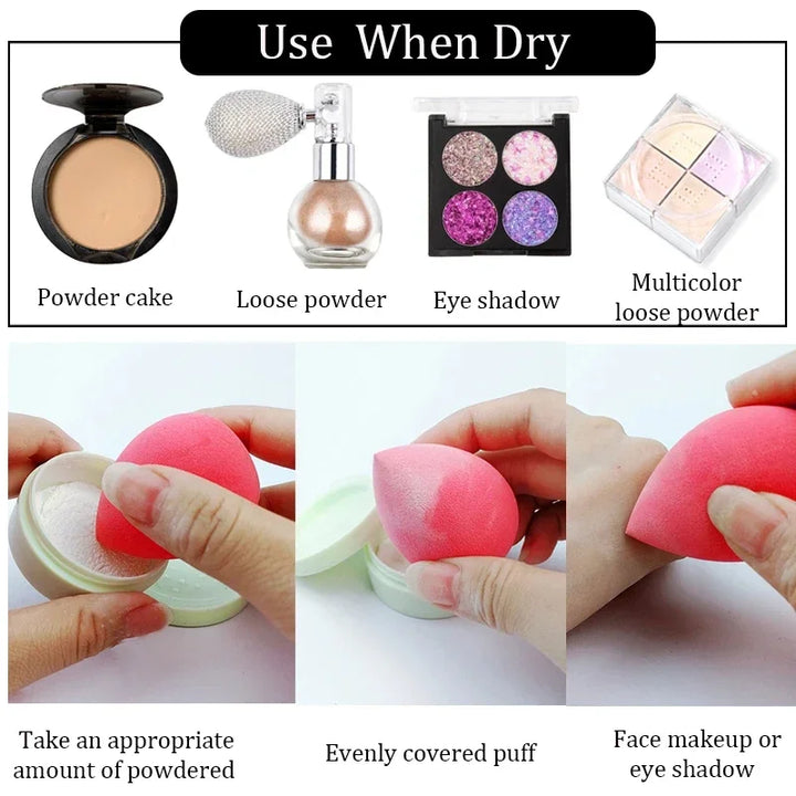 Rynx | 14pc Beauty Eggs Makeup Sponge Set with Storage Glass Velvet Beauty Blender Makeup Sponge Finger Puff Foundation Cosmetic Puffs