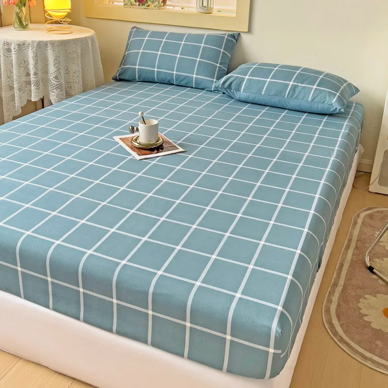 Rynx | Stripe Style Fitted Sheet with Elastic Bands Non-Slip Adjustable Mattress Cover for Double, King, and Queen Bed 90x200 150x200 180x200
