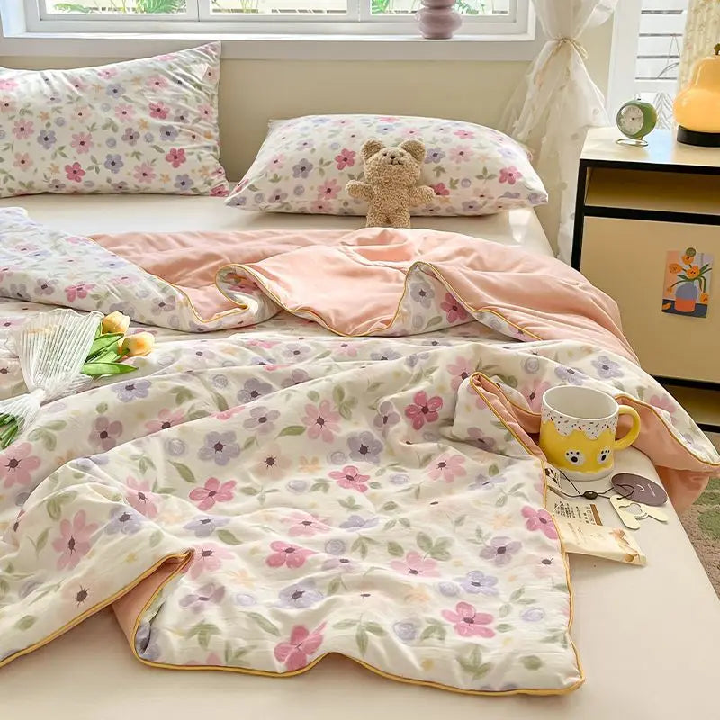 Rynx | Summer blanket Climate blanket Flower girl Heart Class A Double-layer yarn Summer cool soft Machine washable