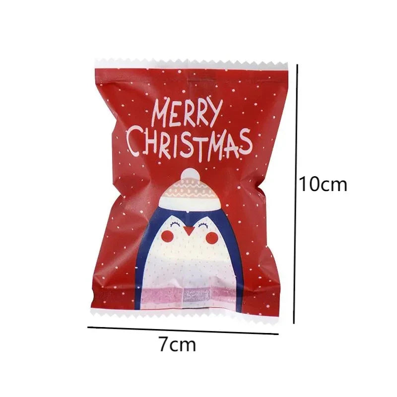 Rynx 100 pieces Christmas candy cookie heat-seal bags handmade nougat baking packaging pouches Christmas decorations 2024 New Year gift