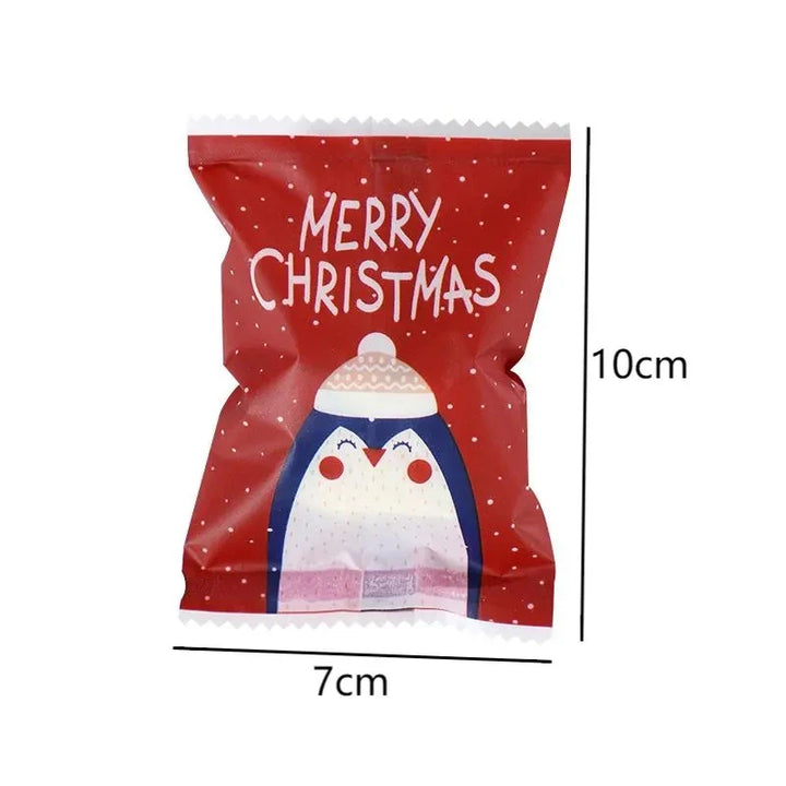 Rynx 100 pieces Christmas candy cookie heat-seal bags handmade nougat baking packaging pouches Christmas decorations 2024 New Year gift