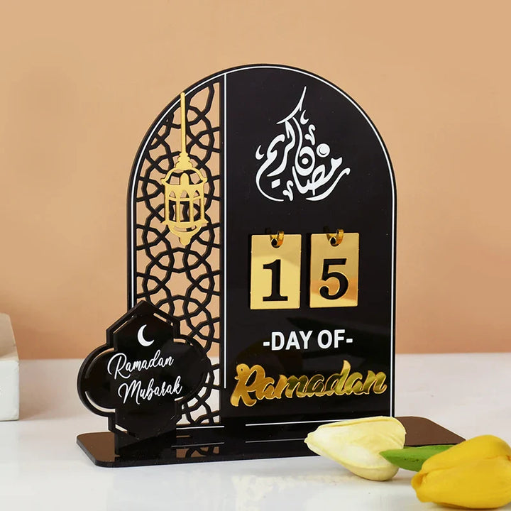 Rynx Acrylic Ramadan Countdown Calendar Gifts Day of Ramadan Calendar with Replacement Number Eid Mubarak Home Decoration Ornament