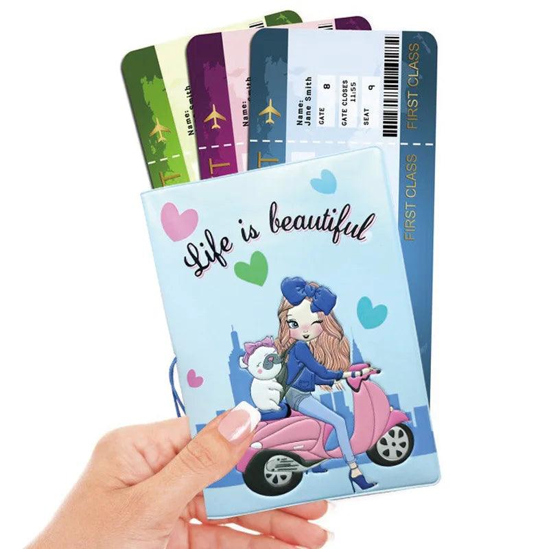 Lisslune | Chic 3D Printed Passport Holder with Card Slots and Synthetic Leather Texture