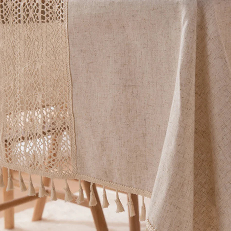 Rynx Linen Blend Jute Lace Curtains Street Bag Shade Curtain Fringe for Kitchen Bedroom Living Room Bay Window Cabinet Curtain