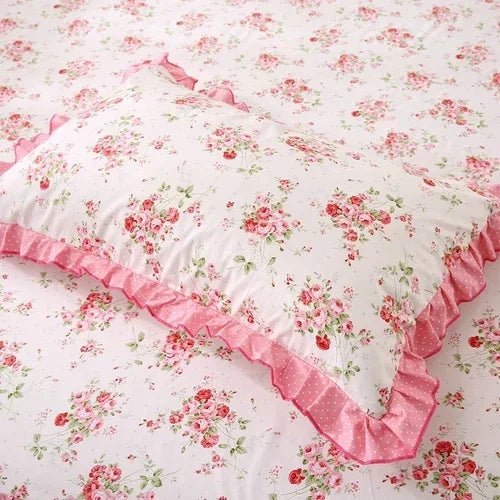 Rynx 2 Piece Cotton Printed Pillowcase Ruffle Garden Body Pillowcase Bed Pillow Covers Rustic Dobby Pillowcase Pillow Covers