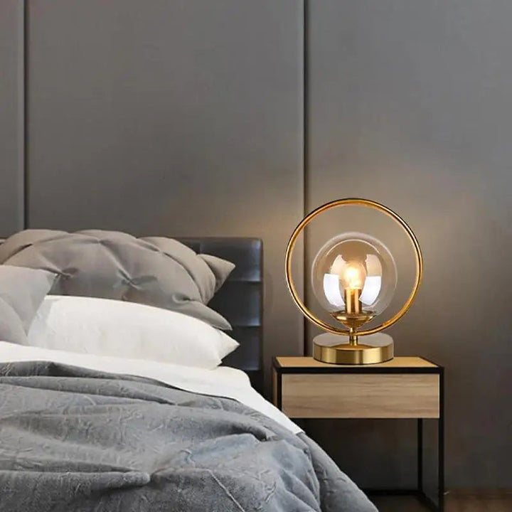 Lisslune | EleganceGlow Glass Table Lamp – Stylish Design with Brass Details