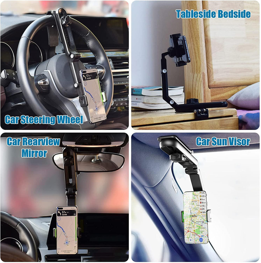 Lisslune | Universal 360° rotatable phone holder for cars with secure grip and versatile compatibility