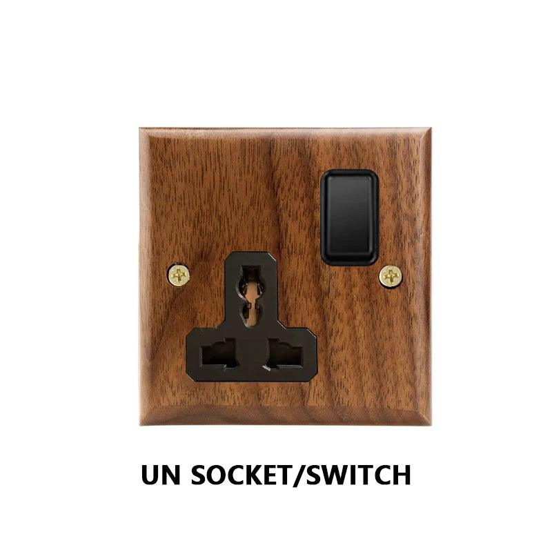 Lisslune | Stylish Black Walnut Electric Panel with USB Ports, Adjustable LED Ambient Lighting and Modern Pull Knob Features