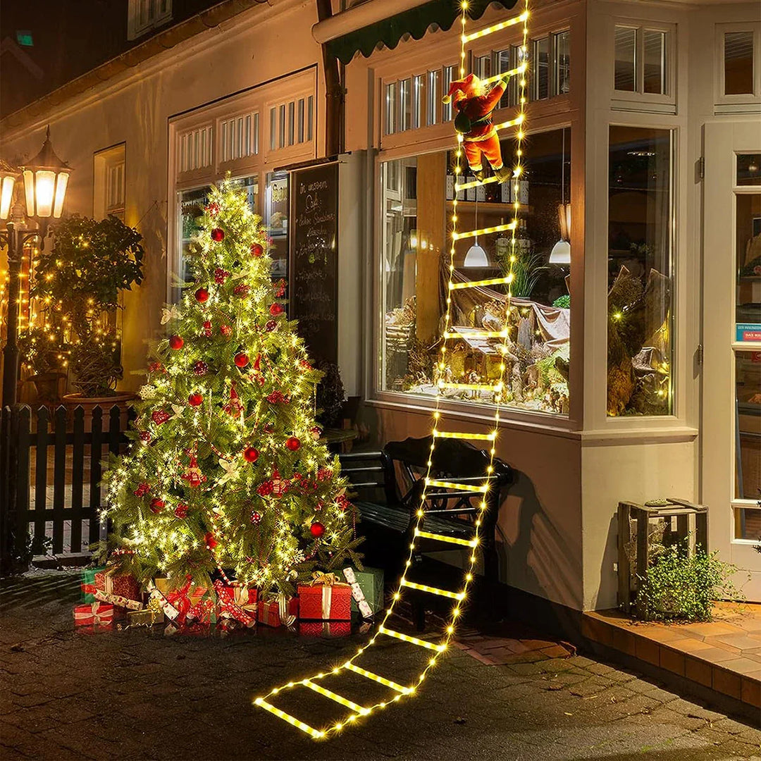 Rynx 3M Santa Claus Climbing Ladder Warm Light 2024 Christmas Decoration for Home Outdoor Garden Christmas Tree Ornament New Year Gift