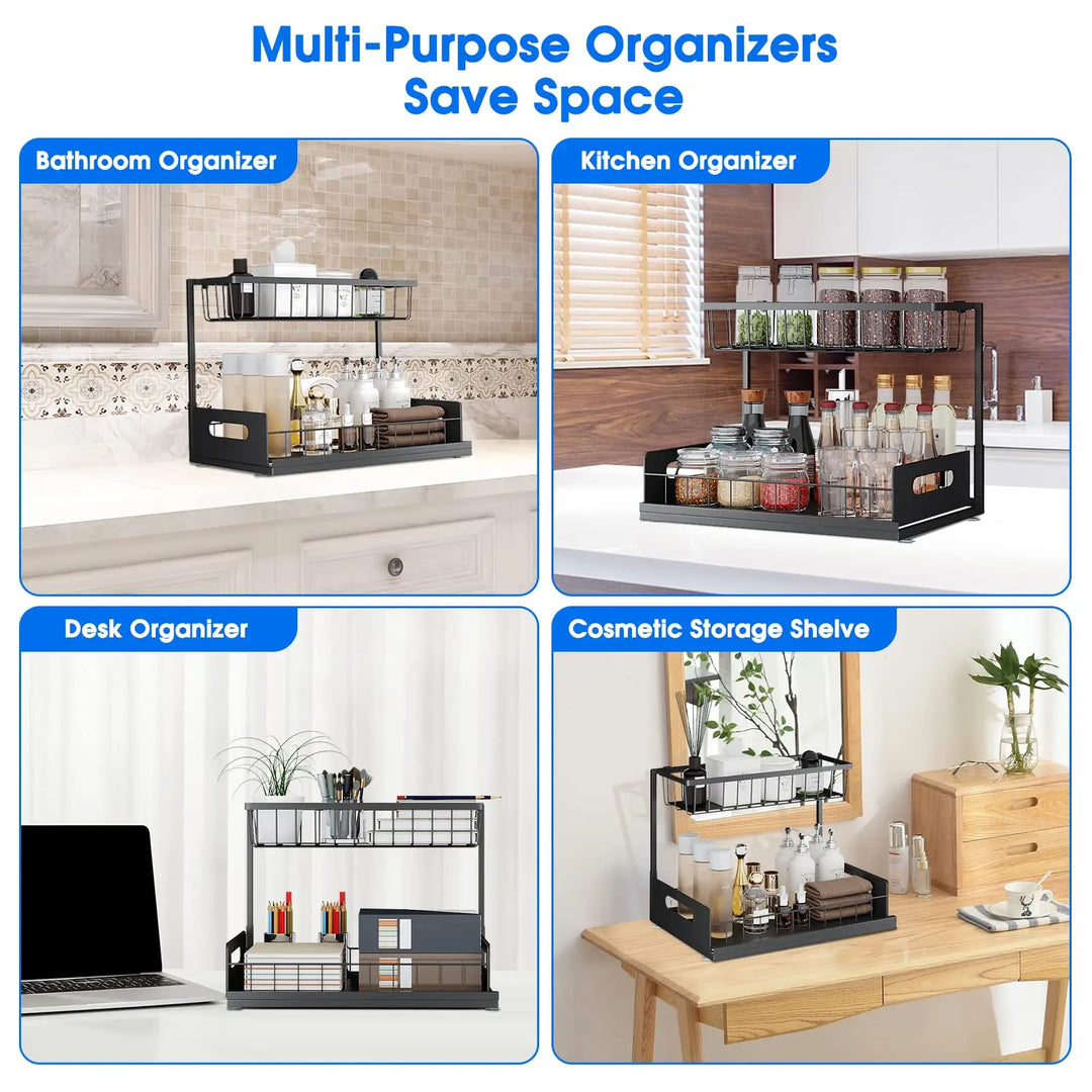 Lisslune | 2-Tier Under Sink Sliding Cabinet Organiser – Arlo