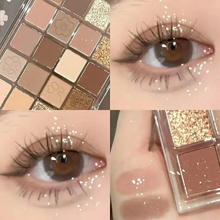 Rynx | 20/9 Colors Peach Blossom Eyeshadow Palette Glitter Cream Shimmer Shine Waterproof Korean Palette Natural Matte Eye Pigments