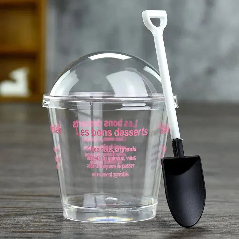 Lisslune | Elegant clear dessert cup collection with lids and spoons - Perfect for ice cream, yogurt, and mousse