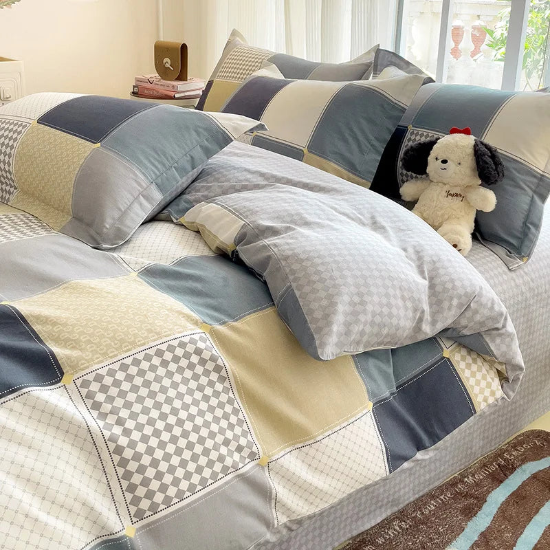Rynx | Hot Flora Style 100 % Cotton Bedding Set Printed Four Piece Set Pure Cotton Sheet Set Duvet Cover Queen King Size