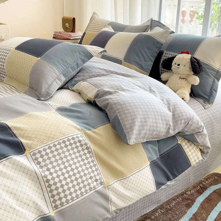 Rynx Hot Flora Style 100% Cotton Bedding Set Printed Four-Piece Set Pure Cotton Sheet Set Duvet Cover Queen King Size