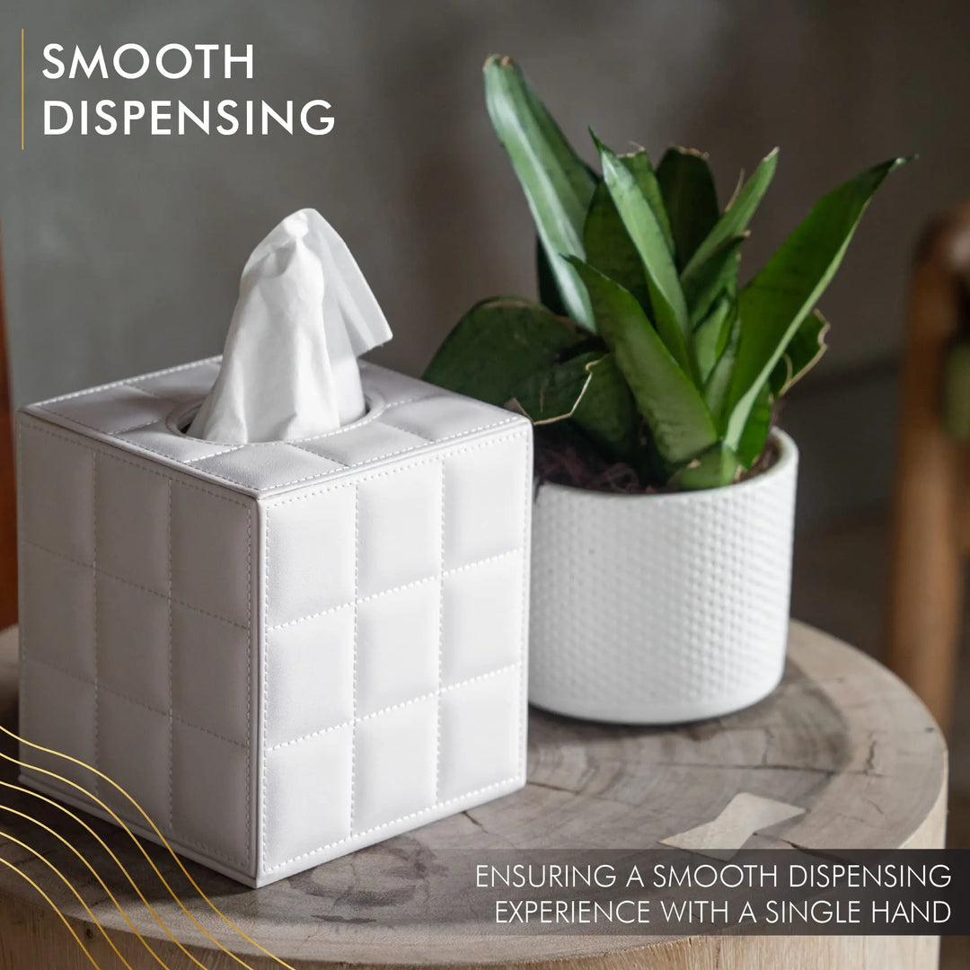 Lisslune | Modern Tissue Box Holder Square, Napkin Holder Pump Paper Case Dispenser, Facial Tissue Box Cover for Home Bathroom Office Desk