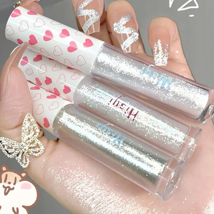 Rynx | 6 Colors Glitter Liquid Eyeshadow Waterproof Pearl Shimmer Eyeshadow Highlighter Sequins Lying Silk Makeup Beauty Tool