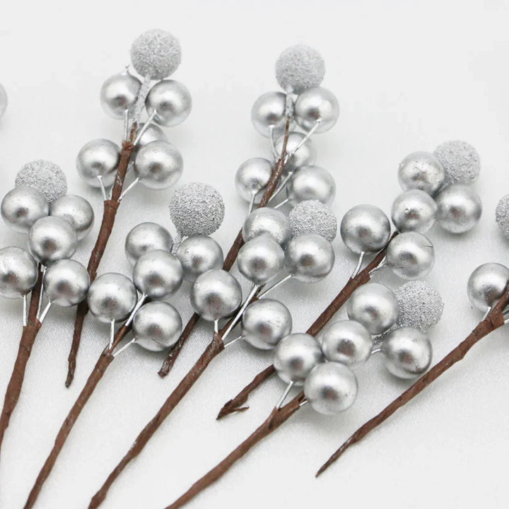 Rynx | (10 pieces/pack) 10cm Christmas tree berries decoration simulation Yangmei golden berries bouquet artificial plant wreath home decor