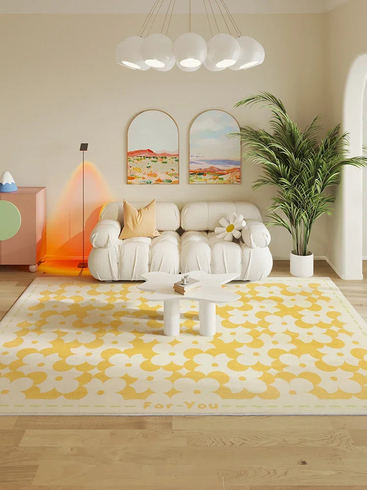 Rynx | Funny cute flower rug Minimalist children's room decor rug Comfortable soft bedroom rugs living room sofa living room rugs carpet