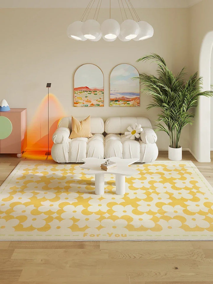 Rynx | Funny cute flower rug Minimalist children's room decor rug Comfortable soft bedroom rugs living room sofa living room rugs carpet