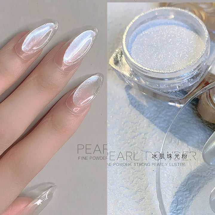 Rynx | 1jar Plating Aurora Chrome Nail Powder High Gloss Moonlight Mirror Fine Glitter Pigment Aurora Pearl Rub Dust Chrome Nails