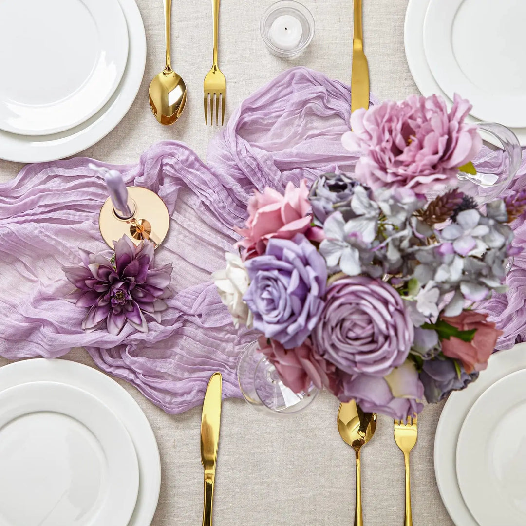 Rynx | Semi-transparent cheesecloth table runner for weddings, sage green Elegant country house decoration, Perfect for birthday parties Banquets arches Cake decor