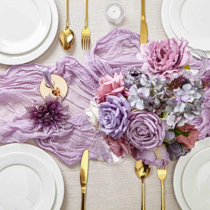Rynx | Semi-transparent cheesecloth table runner for weddings, sage green Elegant country house decoration, Perfect for birthday parties Banquets arches Cake decor
