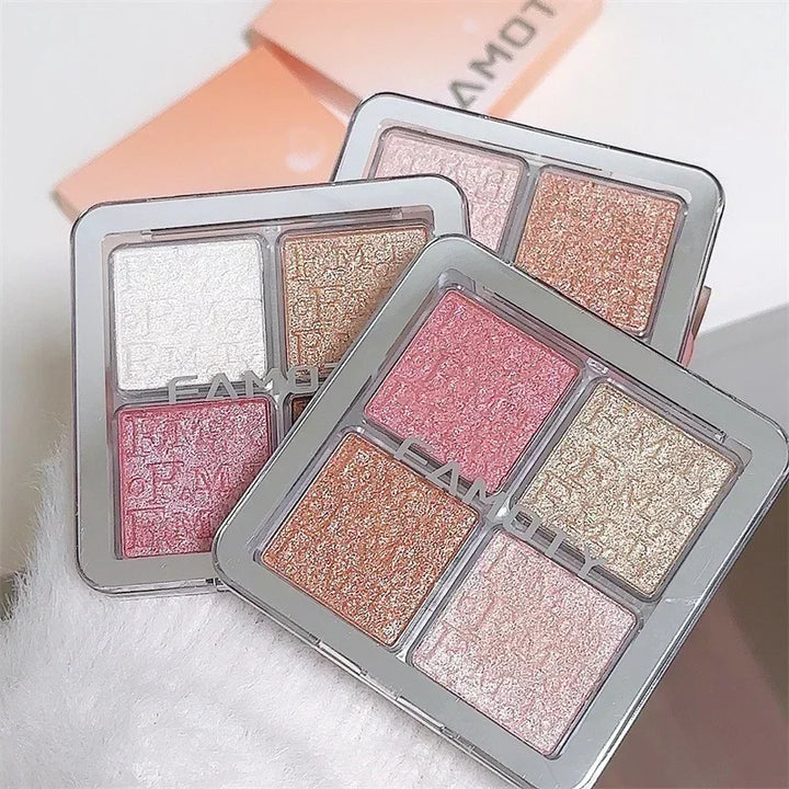 Rynx | 4 Colors Diamond Highlighter Powder Palette Glitter Face Contour Brighten Makeup Shine Ultra-concentrated Illuminate Cosmetics
