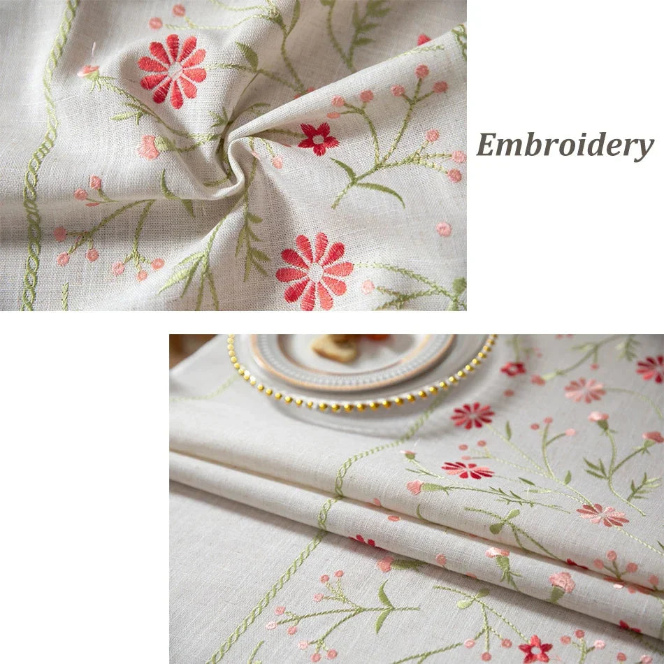Rynx Cotton-Linen Embroidery Curtains Street Bags Shadow Curtain Tassel for Kitchen Bedroom Living Room Bay Window Closet Curtain