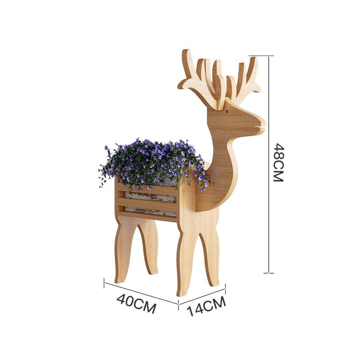 Lisslune | WhimsiRustic - Unusual Wooden Flower Stand Reindeer