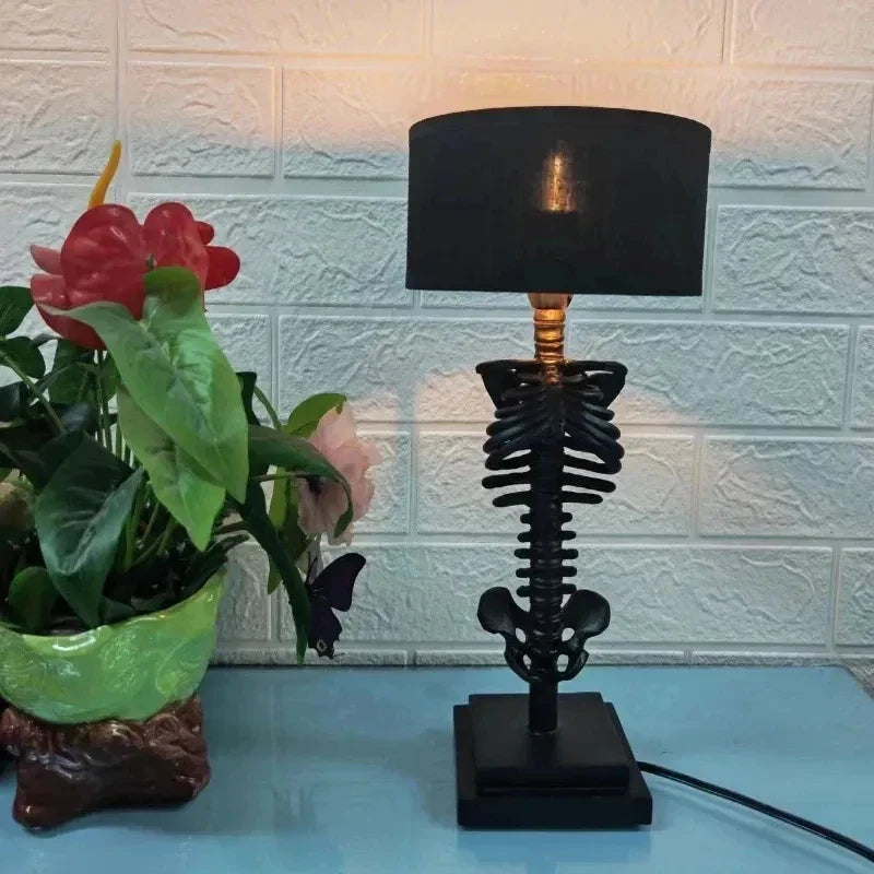 Lisslune | Skull Table Lamp Skeleton Horror 3D Statue Creative Party Ornament Prop Halloween Decoration Atmosphere Lamp Night Light