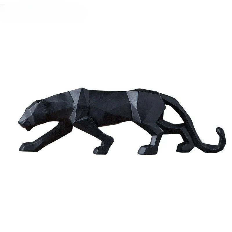 Lisslune | Panther Statue, Animal Figure, Abstract Geometric Style, Resin, Leopard Sculpture, Home Office, Desktop Decoration, Crafts